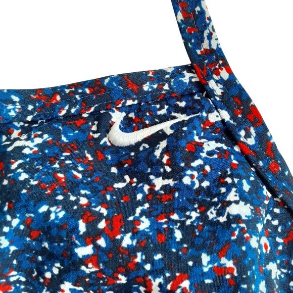 Nike Hydrastrong One Piece Swimsuit Pixel Party Crossback Cutout Sz M Patriotic - Picture 4 of 9